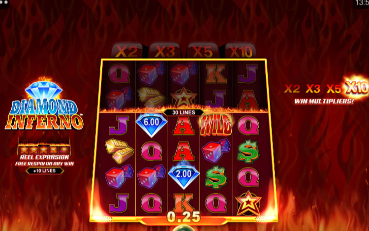 Diamond Inferno Slots Slingo