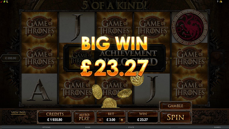 Game of Thrones 15 Lines Slots Slingo