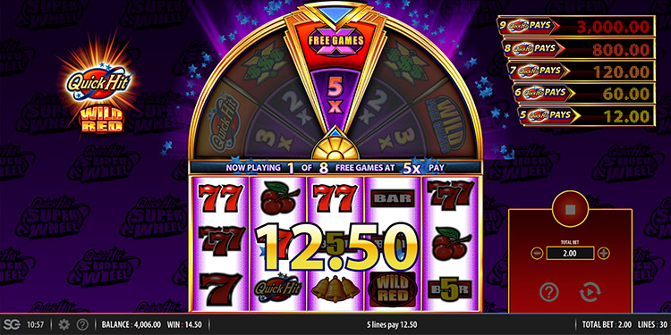Quick Hit Super Wheel Wild Red Slots Slingo